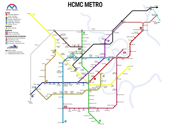 Sơ đồ các tuyến Metro TPHCM