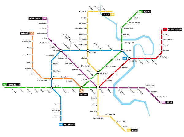 Sơ đồ tuyến Metro số 5 (màu xanh dương) (Nguồn: Internet)