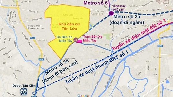 Bản đồ tuyến Metro số 3A (Nguồn: Internet)