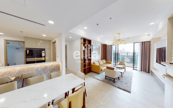 THE RIVER - High floor Fully furnished 3-bedroom Apartment for rent, view through district 1